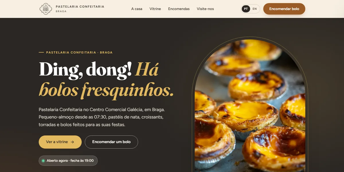 Pastelaria Ding Dong website